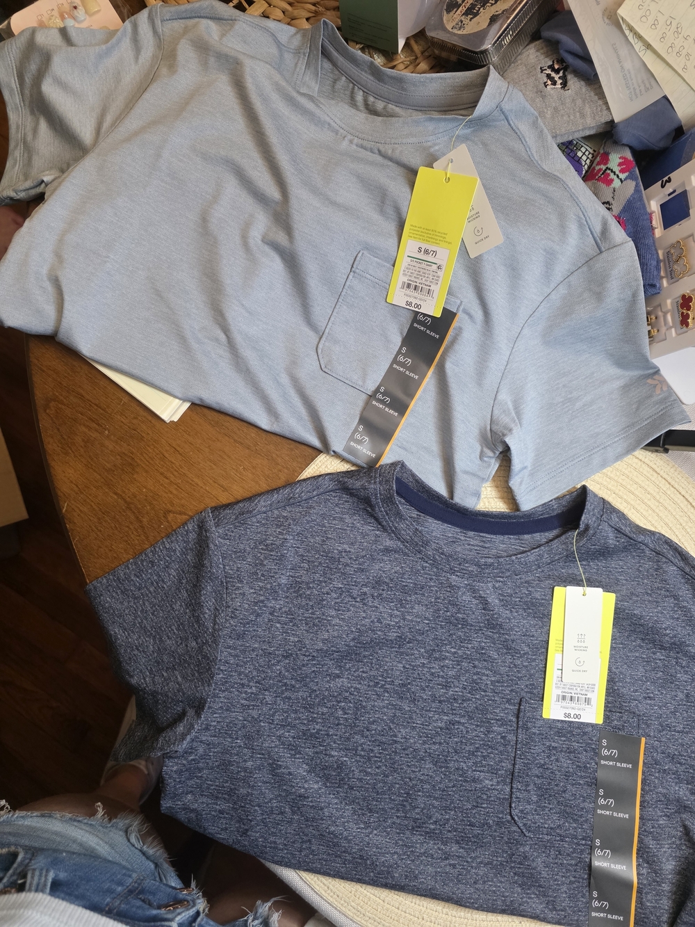 all in motion Light Blue & Navy Kids Pocket Tee Set